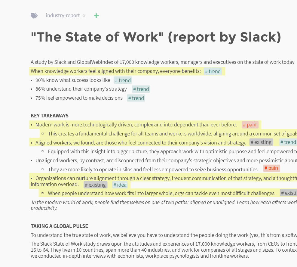 Screenshot of market report